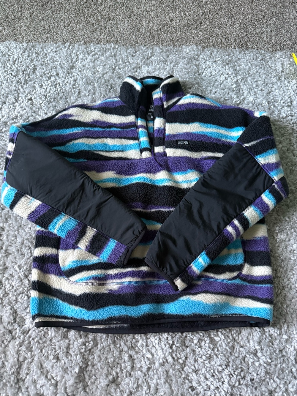 Mountain Hardwear Striped Half-Zip Fleece Pullover - Blue, Purple, Cream, Black